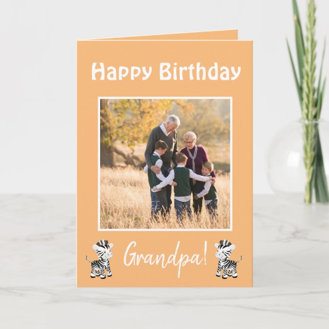 Tarjeta Festiva Feliz cumpleaños foto temática del abuelo Zebra (Anverso)