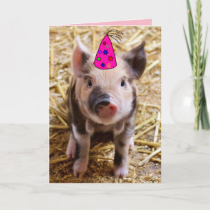 TARJETA FESTIVA FELIZ CUMPLEAÑOS FUNNY PIG PIGLET GREETING CARDS