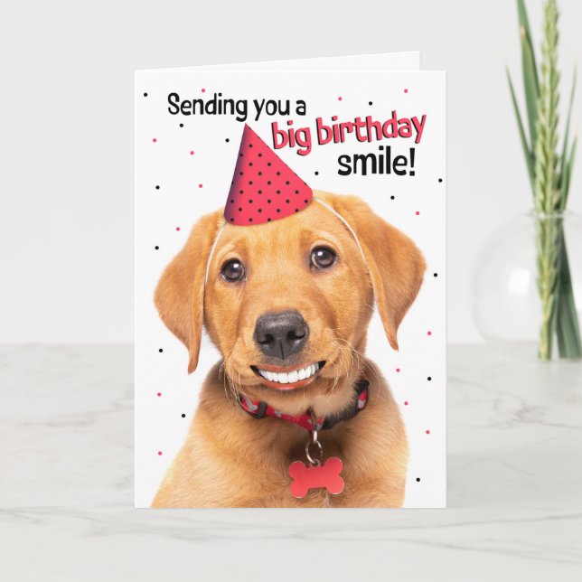 Tarjeta Festiva Feliz cumpleaños Funny Red Fox Labrador Puppy (Anverso)