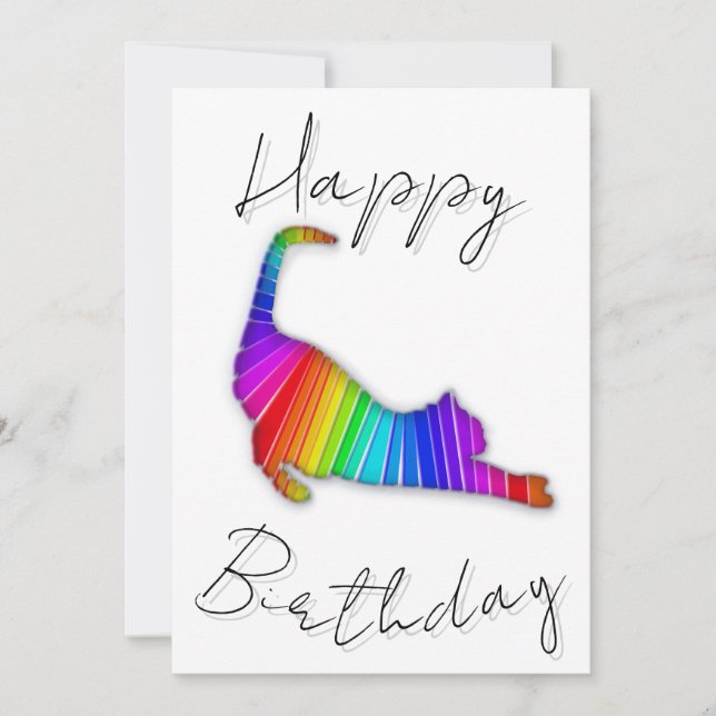 Tarjeta Festiva Feliz Cumpleaños Gato Arcoíris (Anverso)