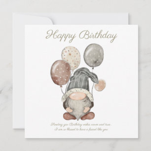 Tarjeta Festiva Feliz Cumpleaños Gnome