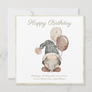 Tarjeta Festiva Feliz Cumpleaños Gnome