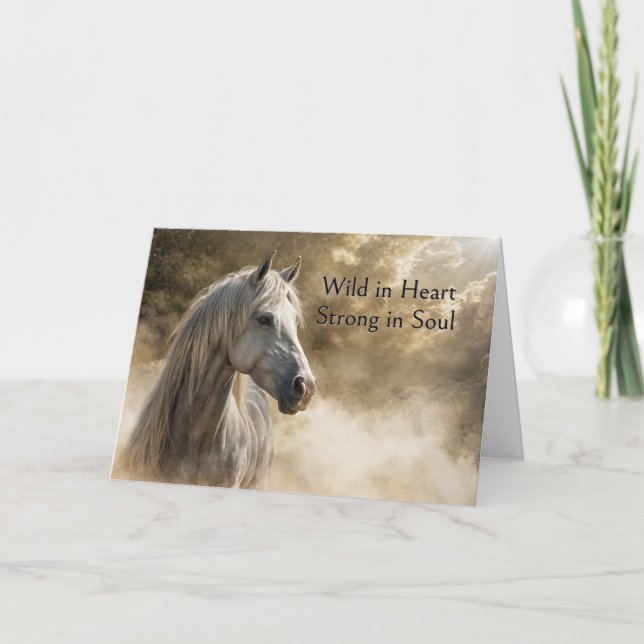 Tarjeta Festiva Feliz cumpleaños, hermoso caballo, espiritual, ete (Anverso)