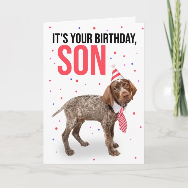 Tarjeta Festiva Feliz cumpleaños hijo de joven estudiante de Gorra (Anverso)