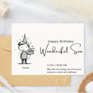 Tarjeta Festiva Feliz cumpleaños, hijo maravilloso