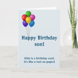 Tarjeta Festiva Feliz Cumpleaños Hijo Texto Divertido Teléfono