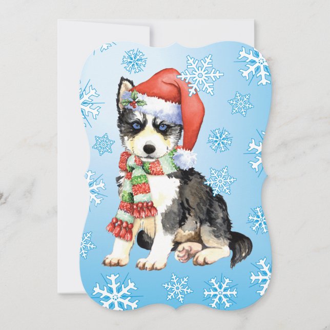 Tarjeta Festiva Feliz cumpleaños Husky (Anverso)