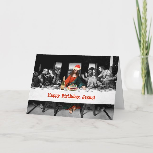 Tarjeta Festiva ¡Feliz cumpleaños, Jesús! Navidades divertidos (Anverso)