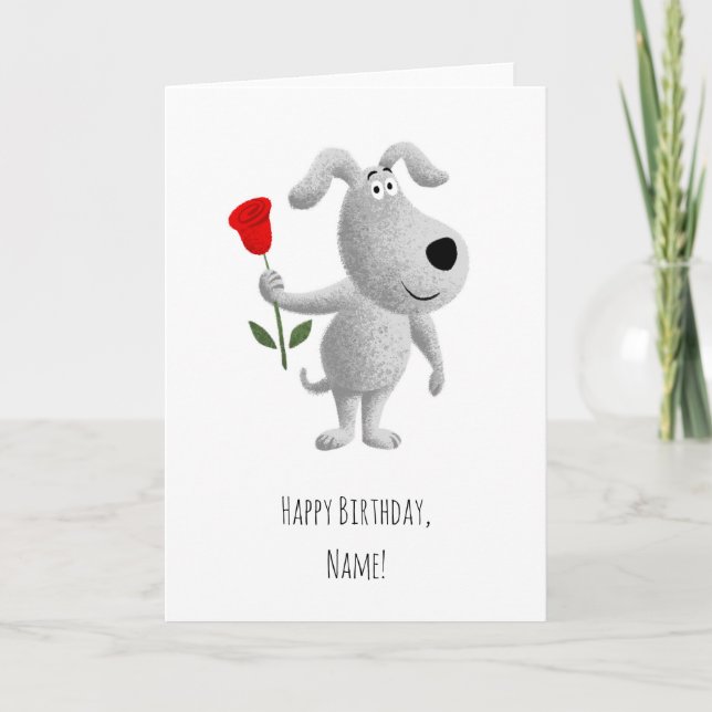 Tarjeta Festiva Feliz cumpleaños lindo perro de cachorro rojo (Anverso)
