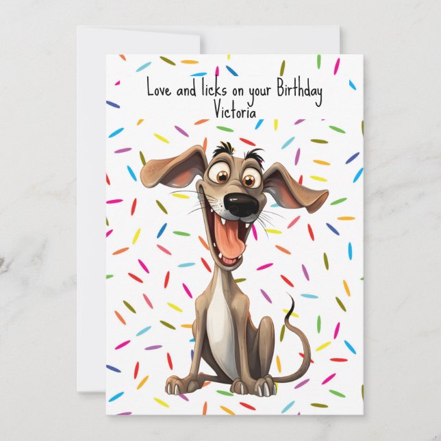 Tarjeta Festiva Feliz cumpleaños 🐶 loco 🤪 whippet (Anverso)