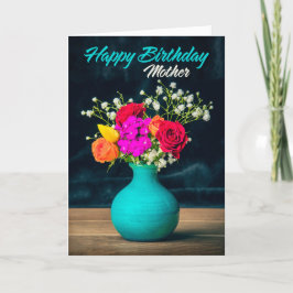 Tarjeta Festiva Feliz cumpleaños madre hermosa arreglos florales