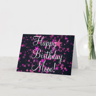 Tarjeta Festiva Feliz cumpleaños mamá cita lindo diseño de estrell
