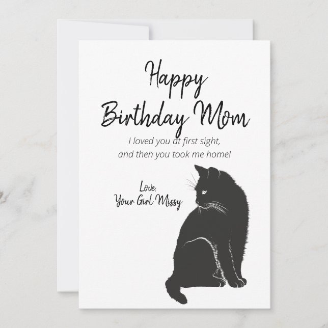 Tarjeta Festiva Feliz cumpleaños, mamá de un saludo de gato (Anverso)