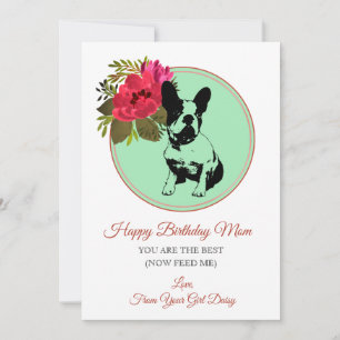 Tarjeta Festiva Feliz Cumpleaños Mamá Del Bulldog Francés Perro