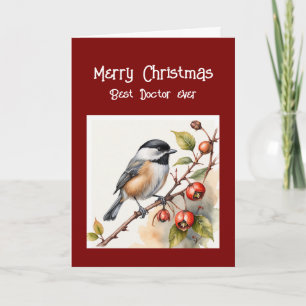 Tarjeta Festiva Feliz cumpleaños maravilloso Médico Chickadee Bird