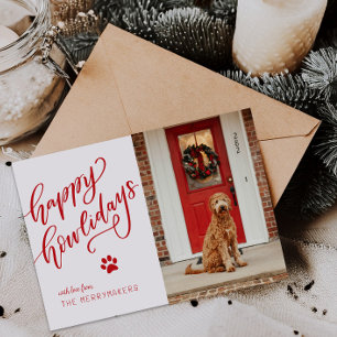 Tarjeta Festiva Feliz cumpleaños Mascota Paw Holiday Dog Photo Car