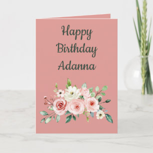 Tarjeta Festiva Feliz cumpleaños mi amor acuarela color rosa flora