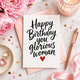 Tarjeta Festiva Feliz Cumpleaños Mujer Gloriosa