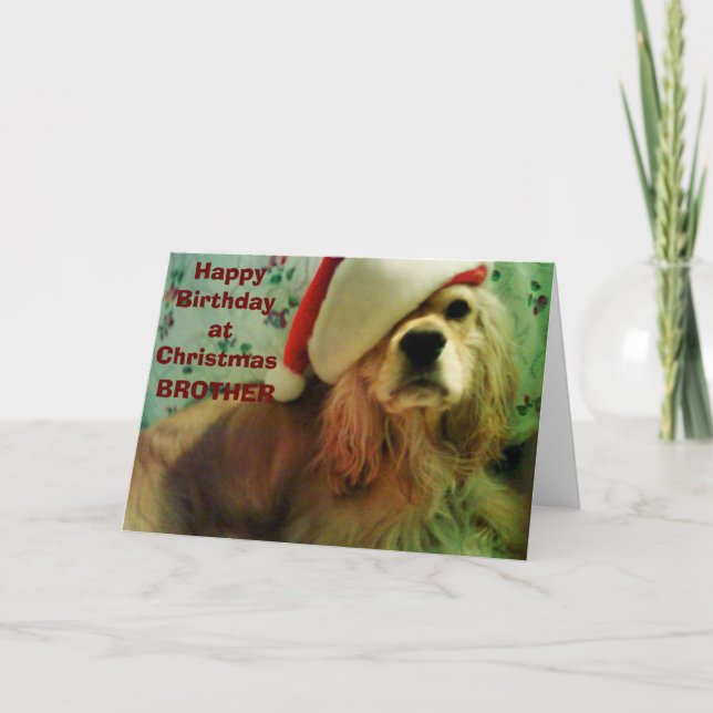 TARJETA FESTIVA FELIZ "CUMPLEAÑOS NAVIDADES" A MI HERMANO (Anverso)