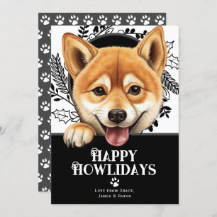 Tarjeta Festiva Feliz cumpleaños, Navidades de Perros de Shiba Inu