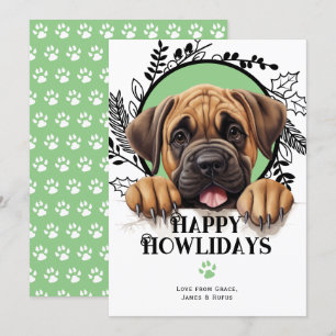 Tarjeta Festiva Feliz cumpleaños, Navidades de perros Mastiff