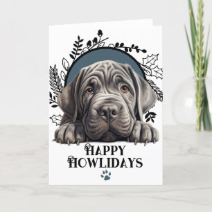 Tarjeta Festiva Feliz cumpleaños, Navidades de perros Napolitanos 