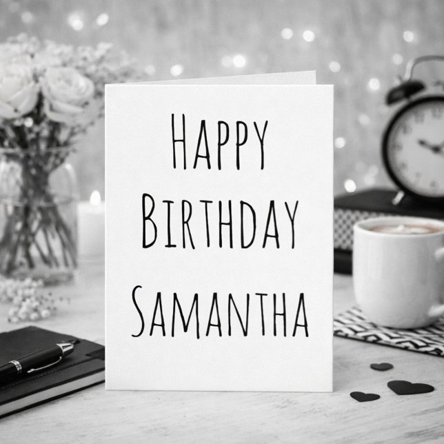 Tarjeta Festiva Feliz cumpleaños, negro y blanco para ella (Subido por el creador)