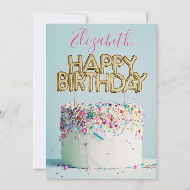 Tarjeta Festiva Feliz cumpleaños nombre de monograma (Anverso)