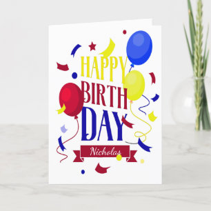 Tarjeta Festiva Feliz Cumpleaños Nombre Personalizado Para Todos L