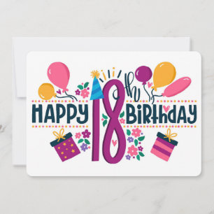 Tarjeta Festiva Feliz cumpleaños número 18