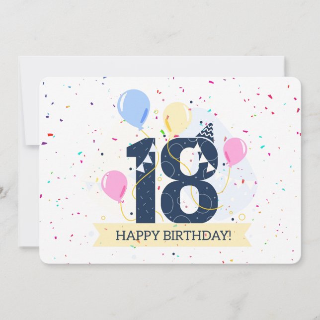 Tarjeta Festiva Feliz cumpleaños número 18 (Anverso)
