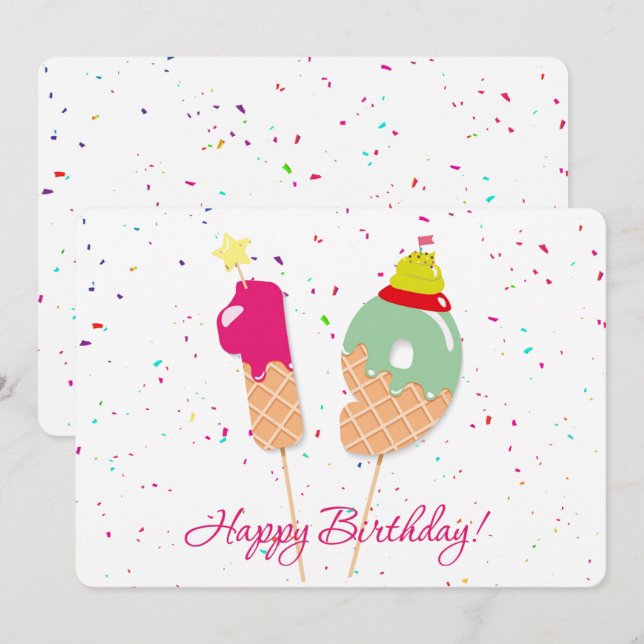 Tarjeta Festiva Feliz cumpleaños número 19 (Anverso / Reverso)