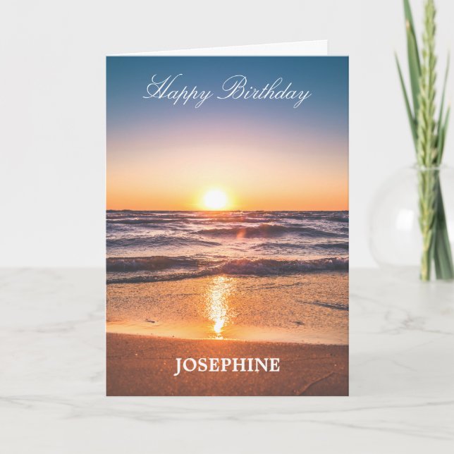 Tarjeta Festiva Feliz cumpleaños Ocean Sunset Tropical (Anverso)
