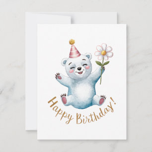 Tarjeta Festiva Feliz cumpleaños, oso polar