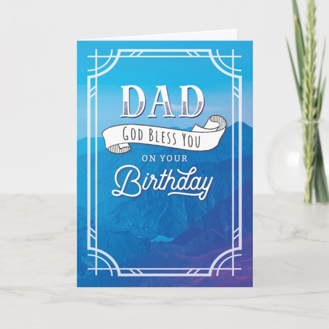 Tarjeta Festiva Feliz cumpleaños, papá, Dios te bendiga en tu cump (Anverso)