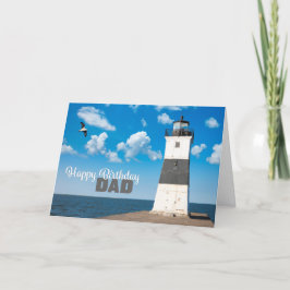 Tarjeta Festiva Feliz cumpleaños, papá, foto del faro panorámico