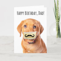 Feliz cumpleaños papá Mustache de cachorro en másc