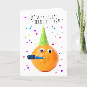 Tarjeta Festiva Feliz cumpleaños para cualquier Naranja gracioso 