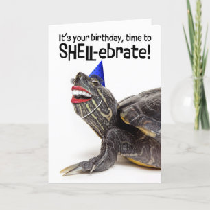 Tarjeta Festiva Feliz Cumpleaños Para Cualquier Tortuga Graciosa C