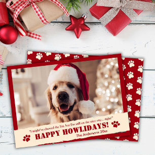 Tarjeta Festiva "Feliz cumpleaños" Paw Print Navidades rojos
