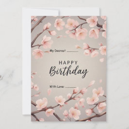 Tarjeta Festiva Feliz cumpleaños Personalizable Digital Floral