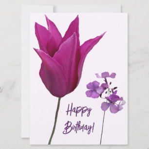 Tarjeta Festiva Feliz cumpleaños púrpura púrpura floral lindo boho