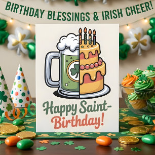 Tarjeta Festiva Feliz cumpleaños santo afortunado fiesta irlandesa