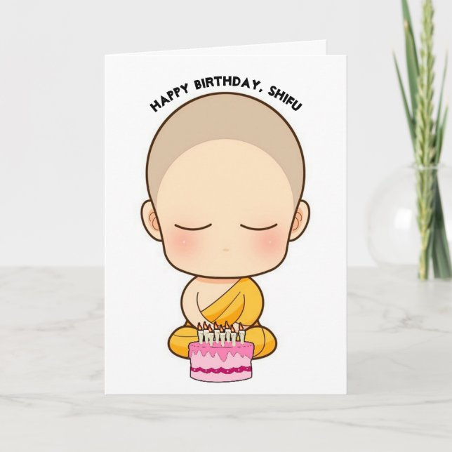 Tarjeta Festiva Feliz cumpleaños Shifu Cute Birthday Card (Anverso)