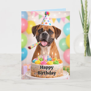 Tarjeta Festiva Feliz cumpleaños sobrino perro boxer lindo
