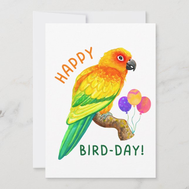 Tarjeta Festiva Feliz cumpleaños Sun Conure Parrot Lover (Anverso)
