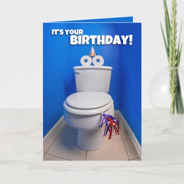 Tarjeta Festiva Feliz cumpleaños Toilet Potty Humor (Anverso)