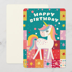 Tarjeta Festiva Feliz cumpleaños Unicorn