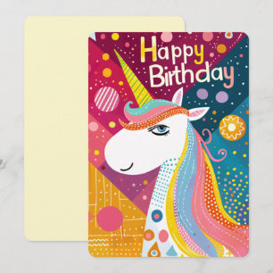Tarjeta Festiva Feliz cumpleaños Unicorn