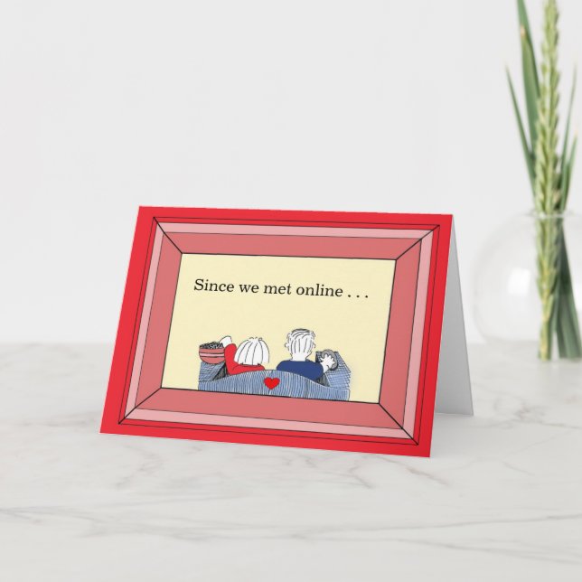 Tarjeta Festiva Feliz de conocernos (en línea) - San Valentín (Anverso)